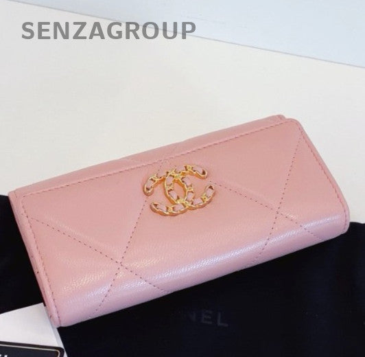 Chanel 19Bag Diamond Long Wallet Chain Crossbody Pink Gold Used Women Classic