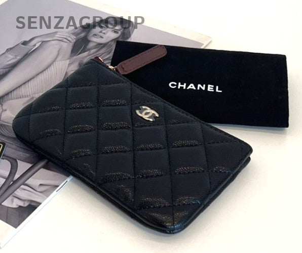 CHANEL Coin purse Calfskin Black Gold Classic
