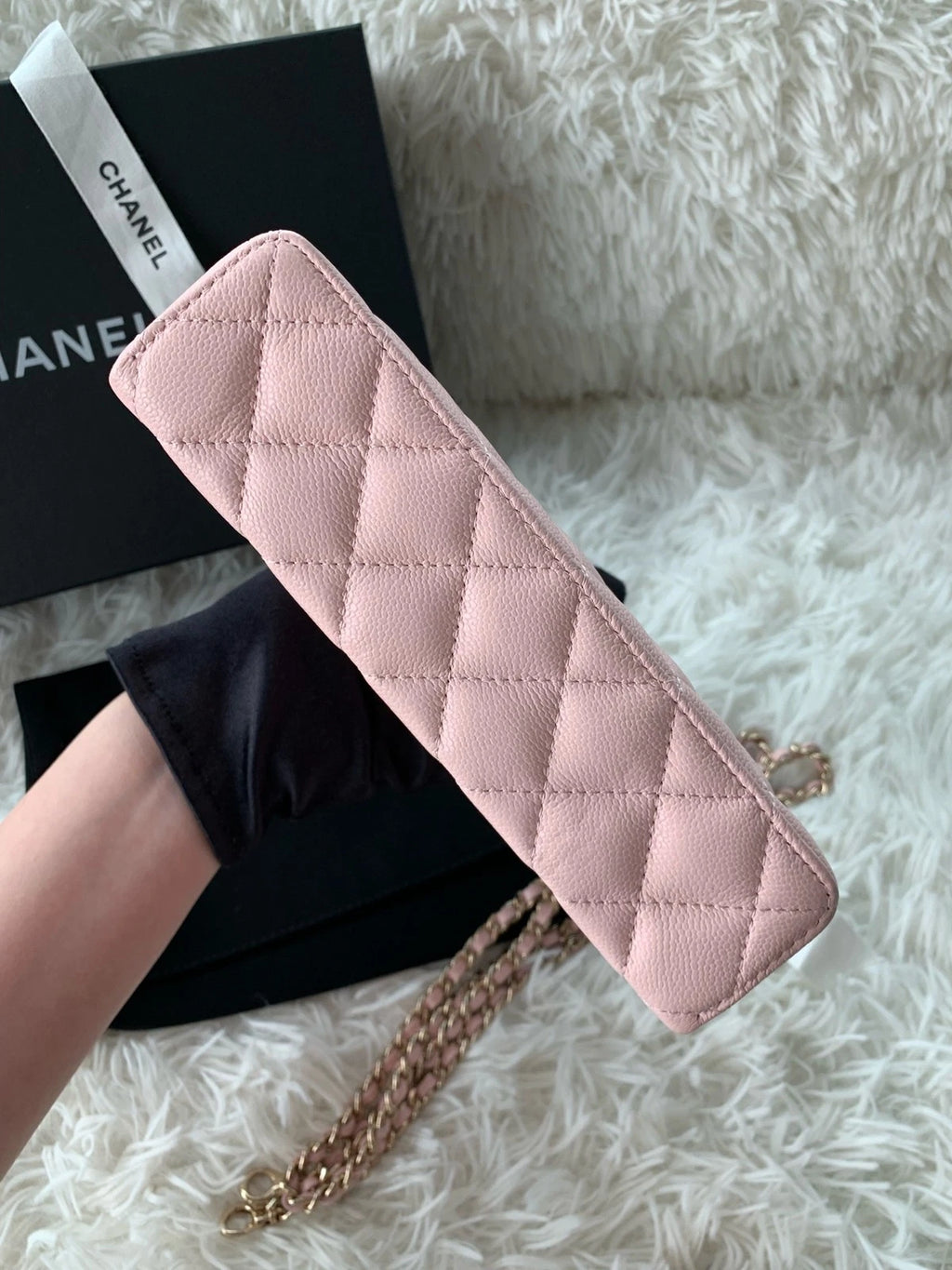 Chanel Pink Leather Lunch Box Shoulder Handbag For Women