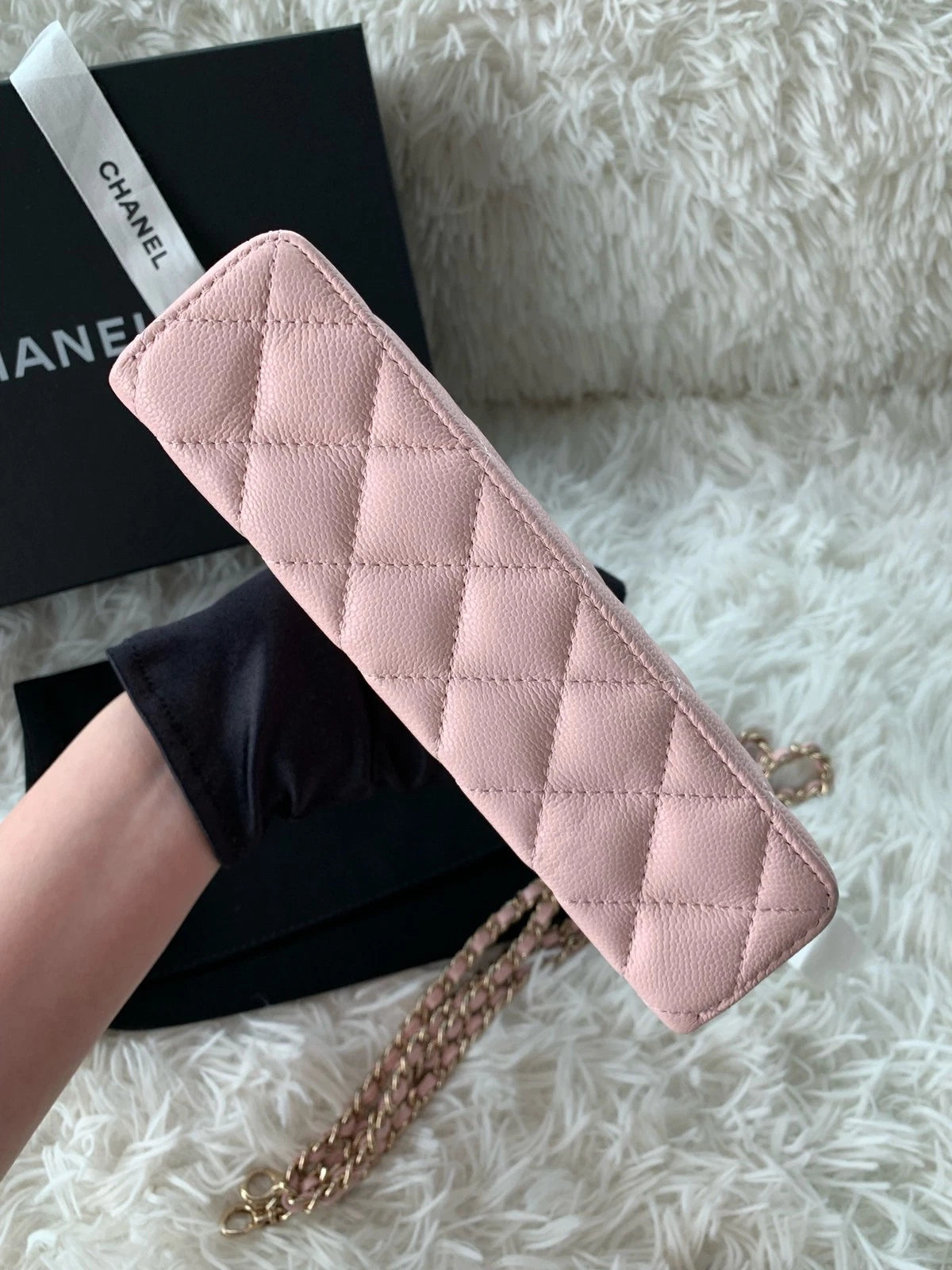 Chanel Pink Leather Lunch Box Shoulder Handbag For Women
