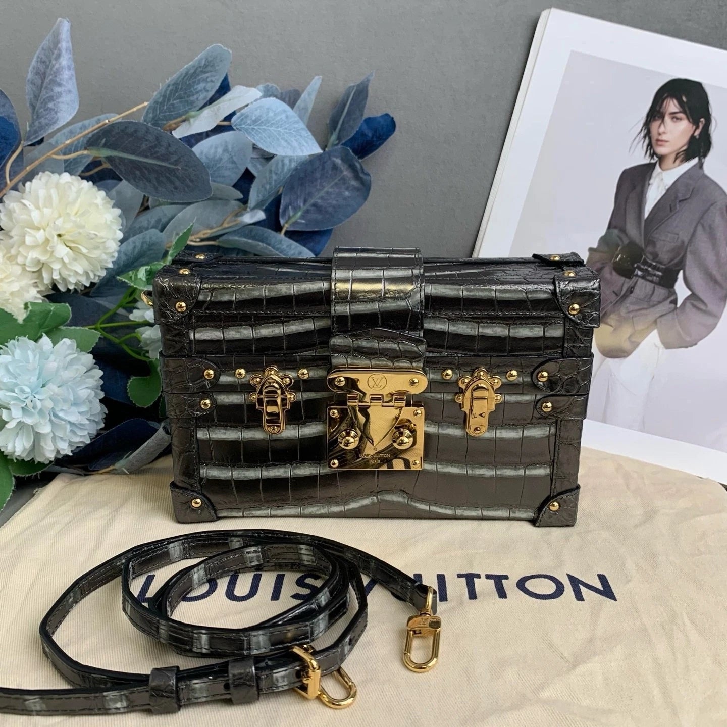 Louis Vuitton Limited Gradient Silver Petite Malle Box Bag Women