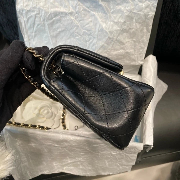 Chanel Classic Flap Lambskin Chain Shoulder Bag Crossbody Diamond Women D