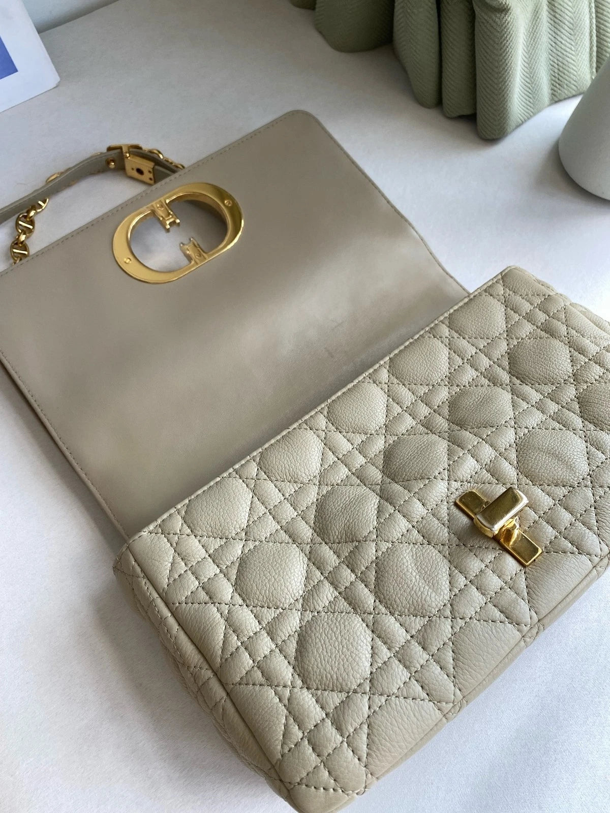 Dior Medium Beige Calfskin Caro Shoulder Crossbody For Women