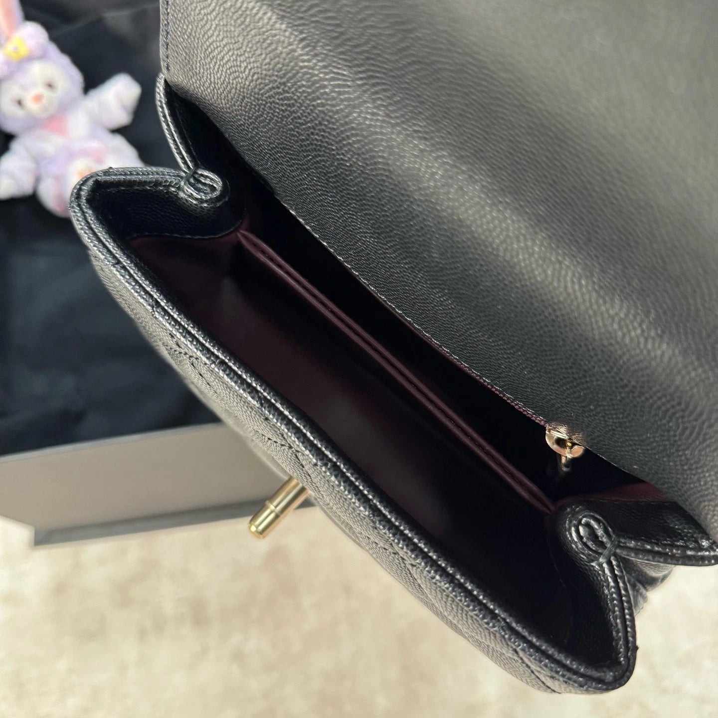 New CHANEL Coco Handle Mini Black Leather Top Handle Bag For Women