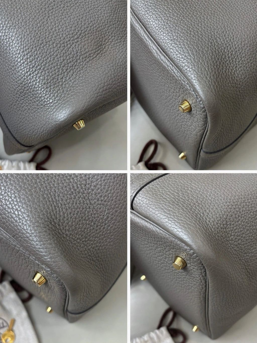 Authentic Hermes Picotin22 Gray Tote Handbag Gold Hardware with Key Lock