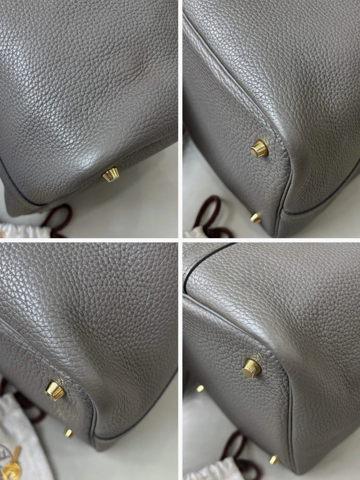 Authentic Hermes Picotin22 Gray Tote Handbag Gold Hardware with Key Lock