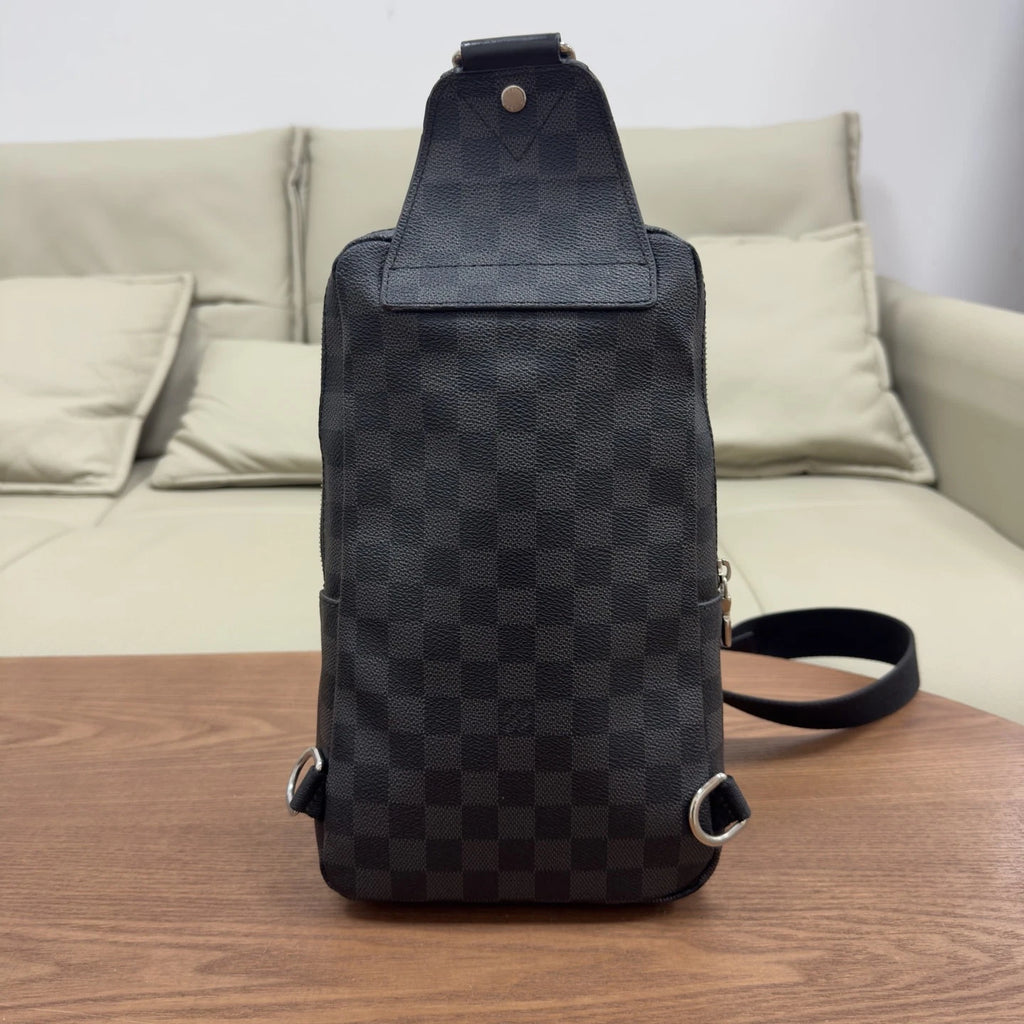 Authentic Louis Vuitton Damier Graphite Black Sling Bag Silver Hardware