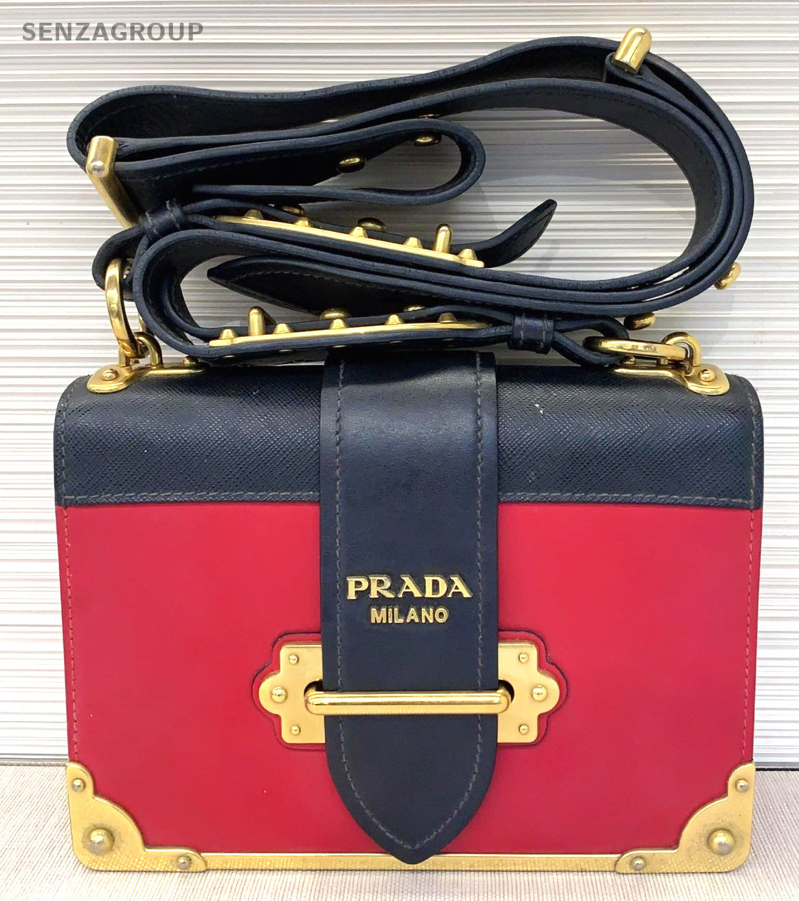 PRADA Cahier Box Shoulder bag Women Crossbody Back Red