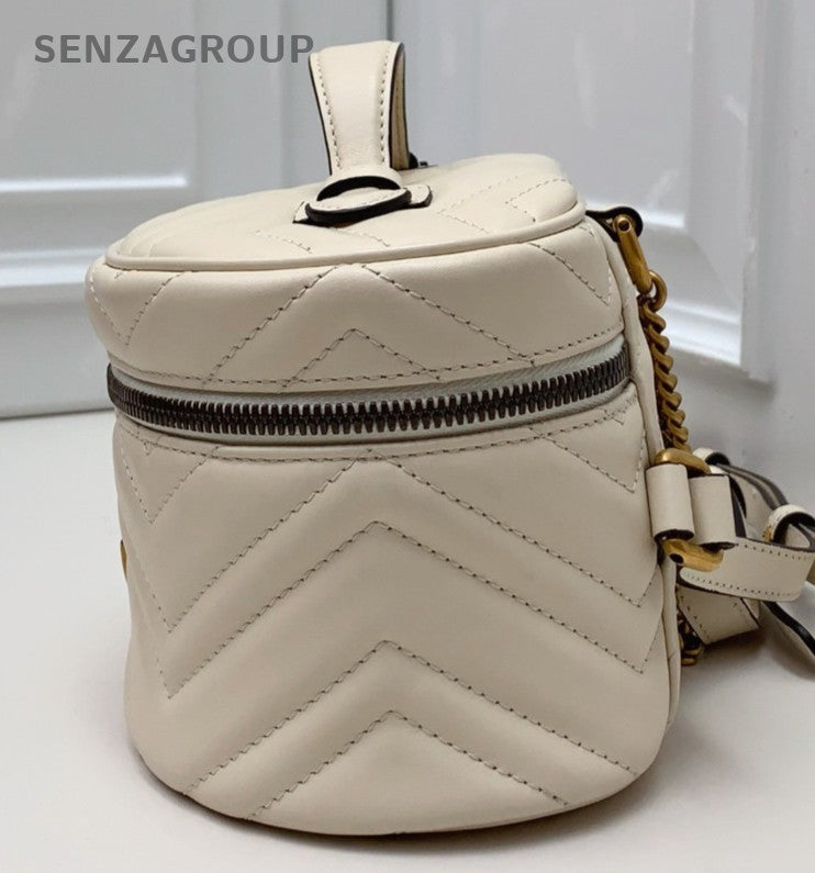 Gucci Marmont Chain Backpack White Gold Used Women Classic Fashion