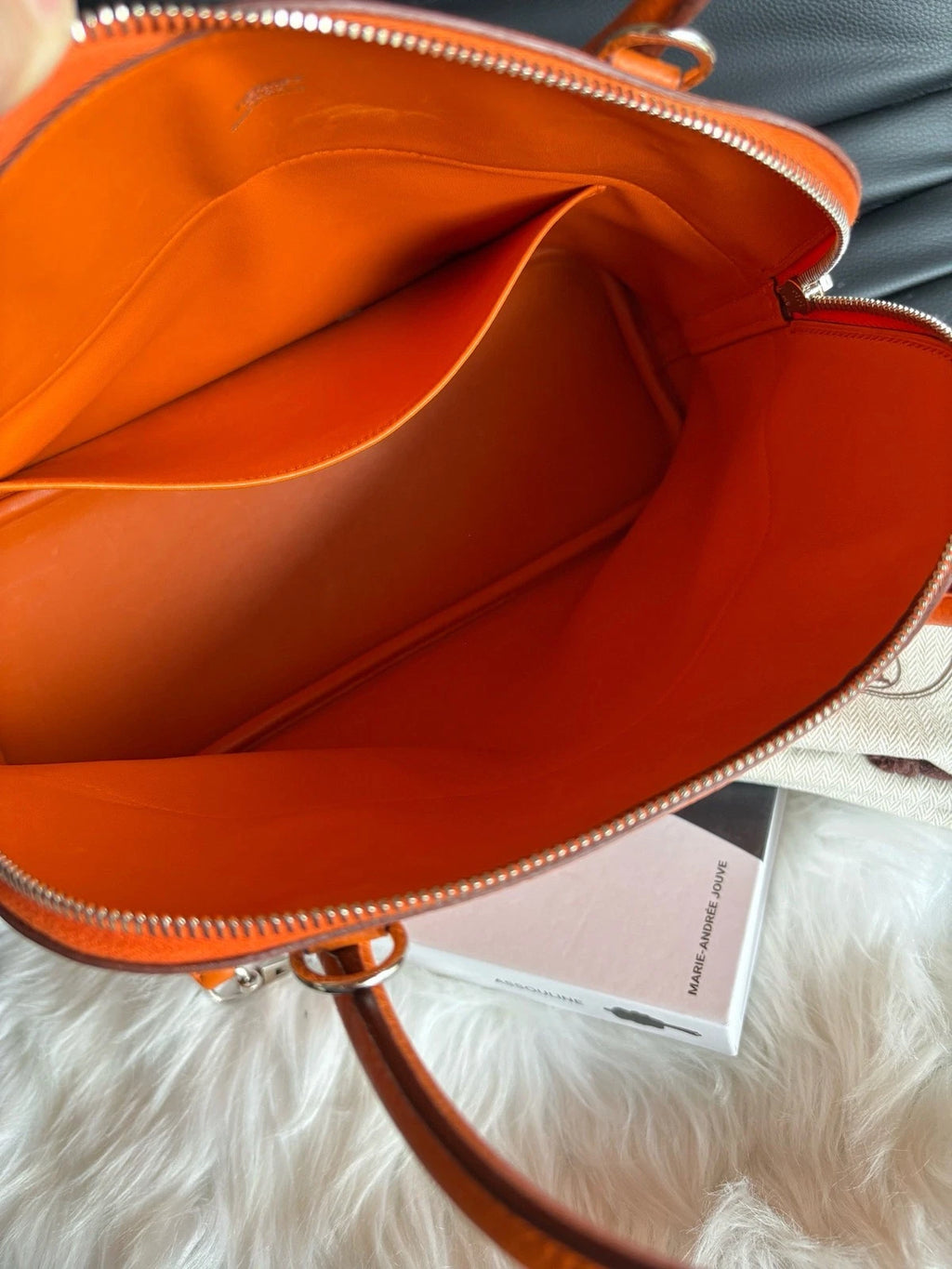 Hermes Bolide31 GM Top Handle Crossbody Orange Silver Women Classic