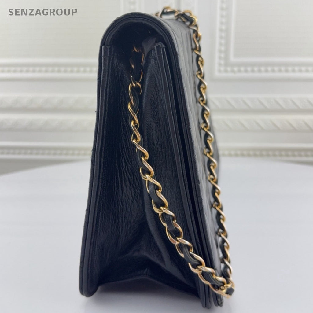 Chanel WOC Vintage Chain Shoulder Bag Black Gold Women Classic Diamond Women
