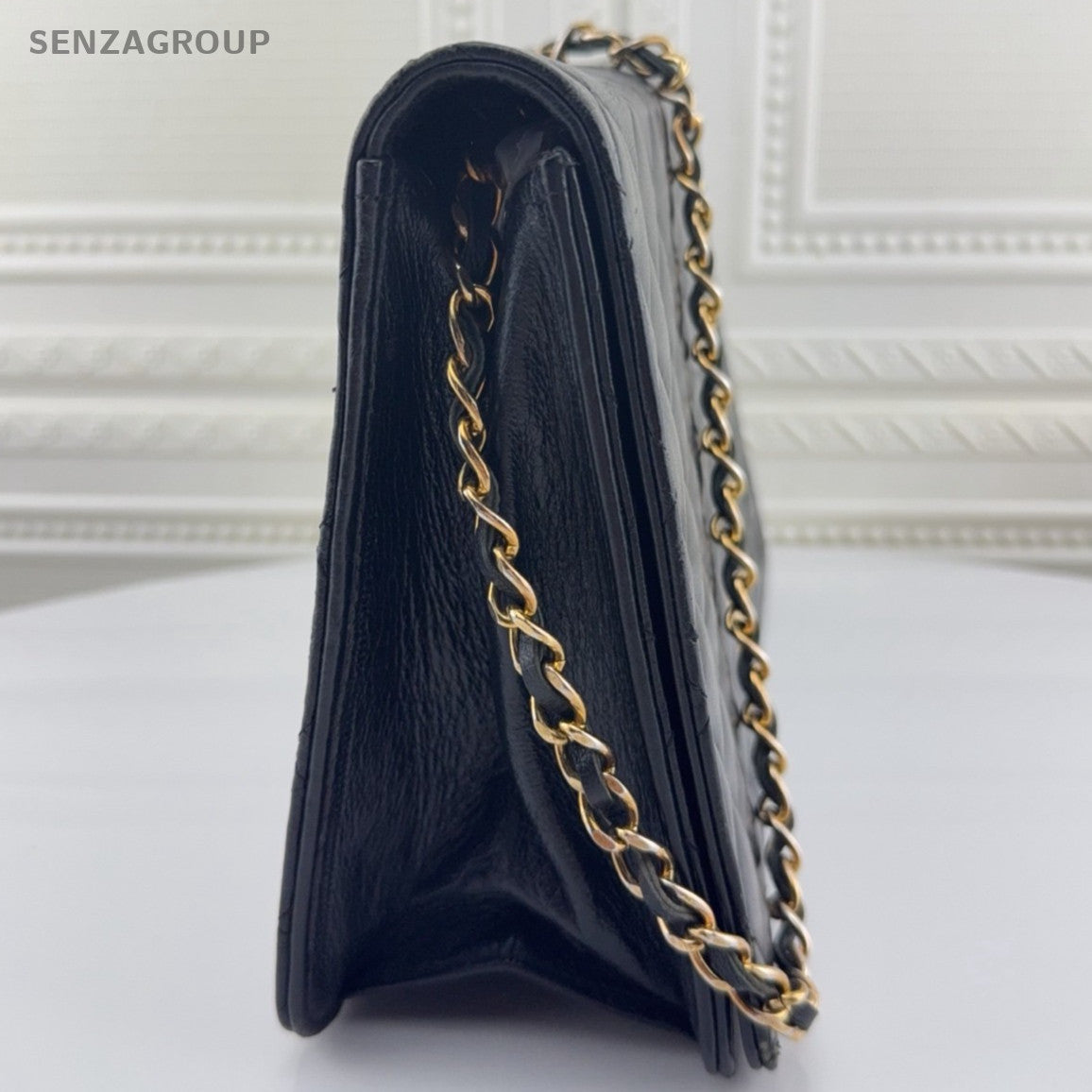 Chanel WOC Vintage Chain Shoulder Bag Black Gold Women Classic Diamond Women