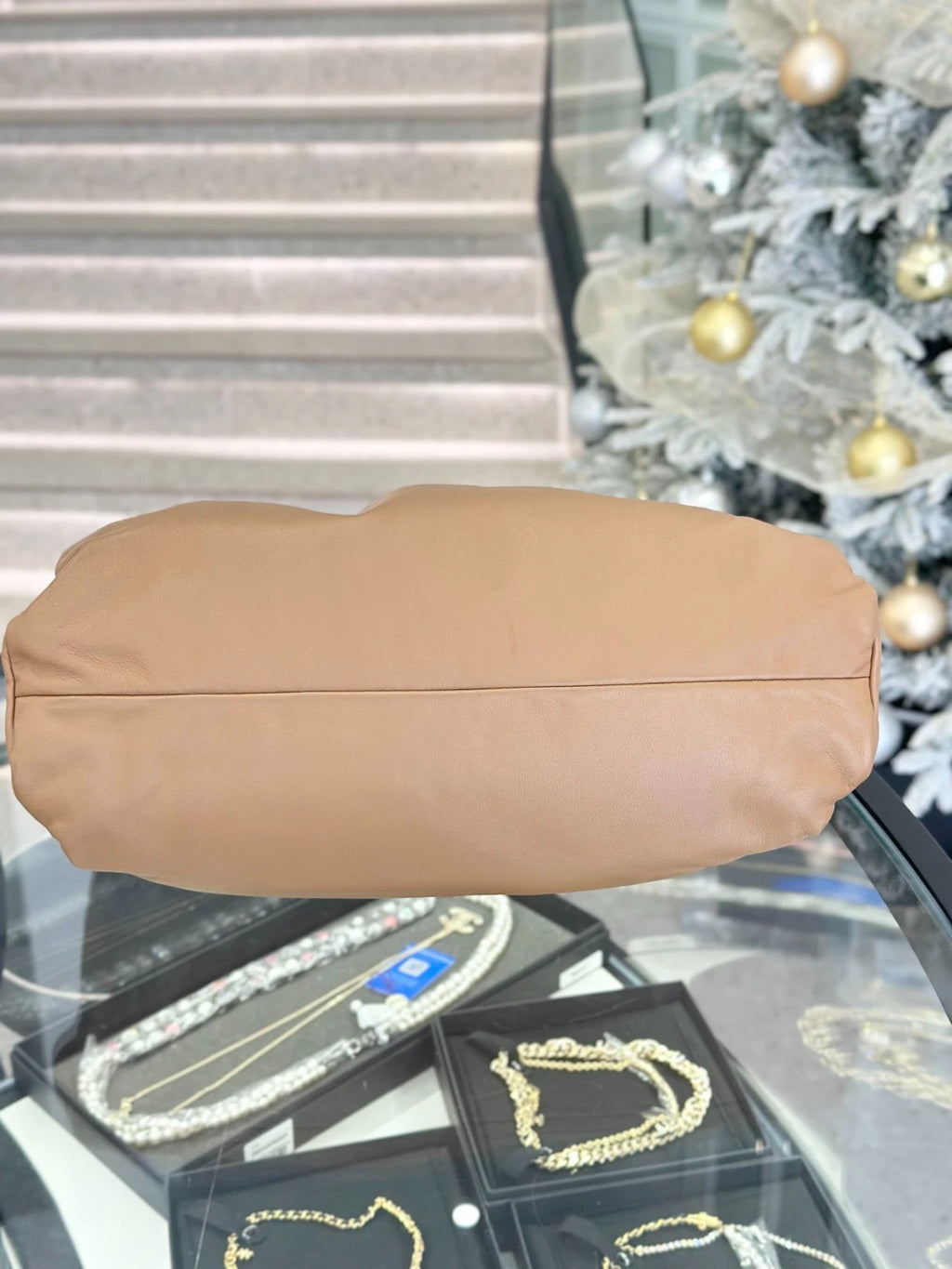 Bottega Venata The Pouch GM Calfskin Shoulder Bag Top Handle Bag Women S