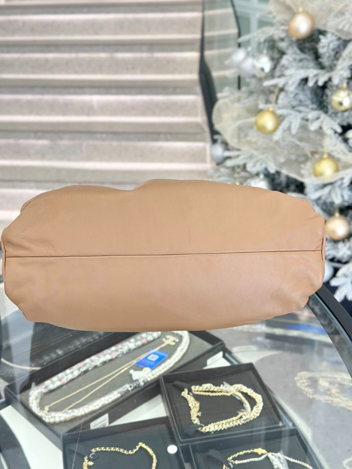 Bottega Venata The Pouch GM Calfskin Shoulder Bag Top Handle Bag Women S