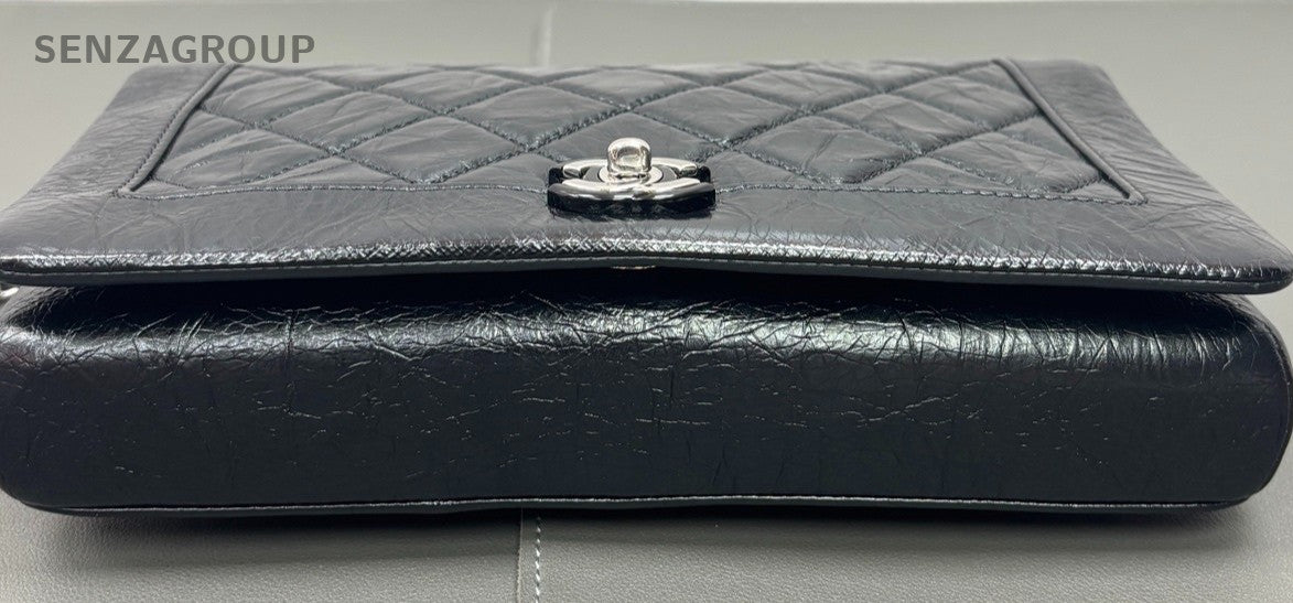 Chanel Classic Flap Woc Calfskin Chain Shoulder Bag Black Silver Women Designer