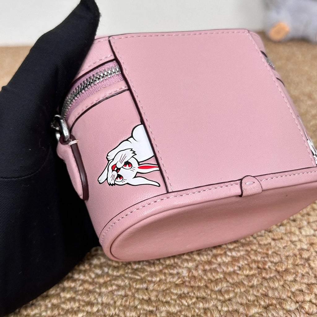 Coach Pink White Rabbit Swinger Mini Box Bag For Women
