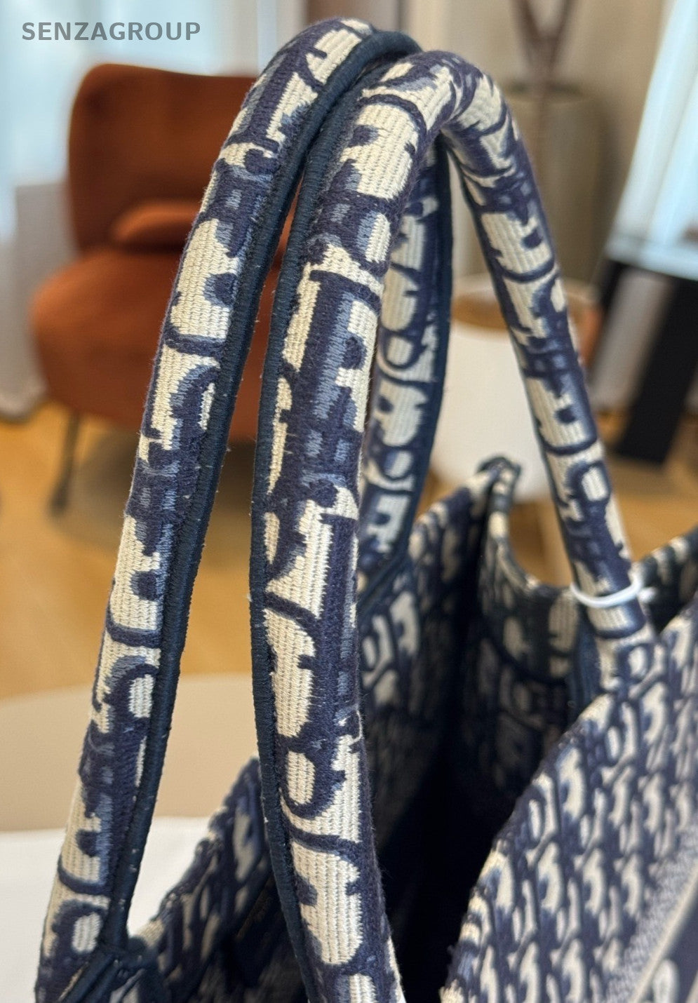 Christian Dior MM Monogram Tote Top Handle Bag Blue Women