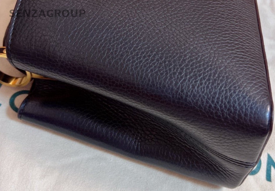 Louis Vuitton CAPUCINES Calfskin BB Top Handle Bag Black Gold Women Classic