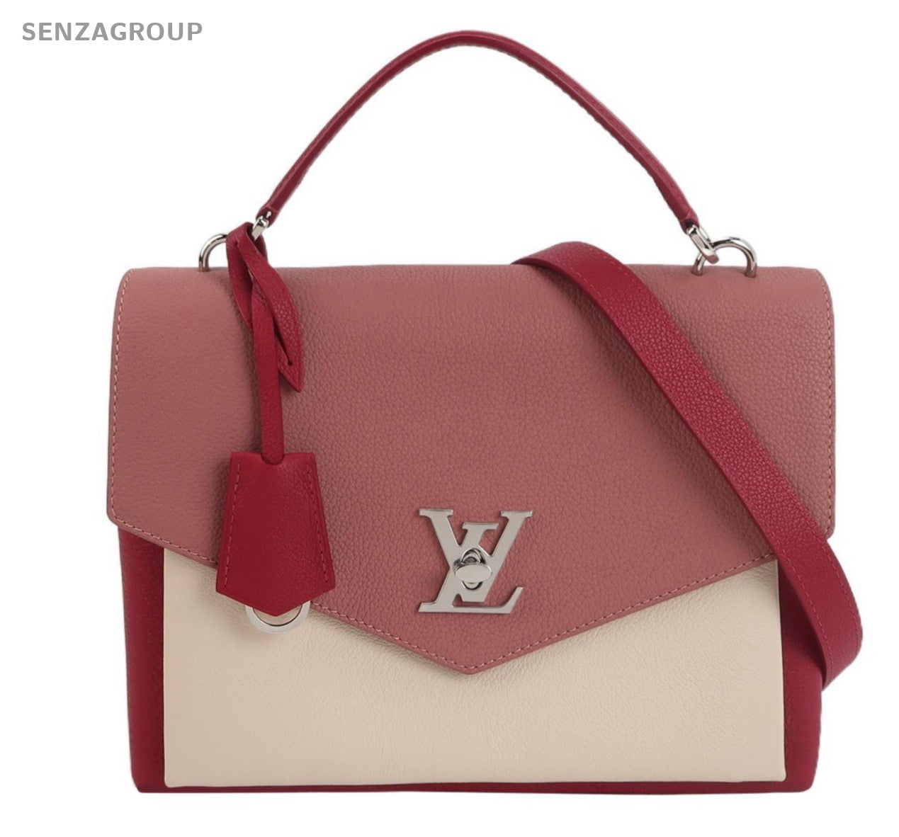 Louis Vuitton Lockme BB Top Handle Bag Crossbody Red Silver Women Classic