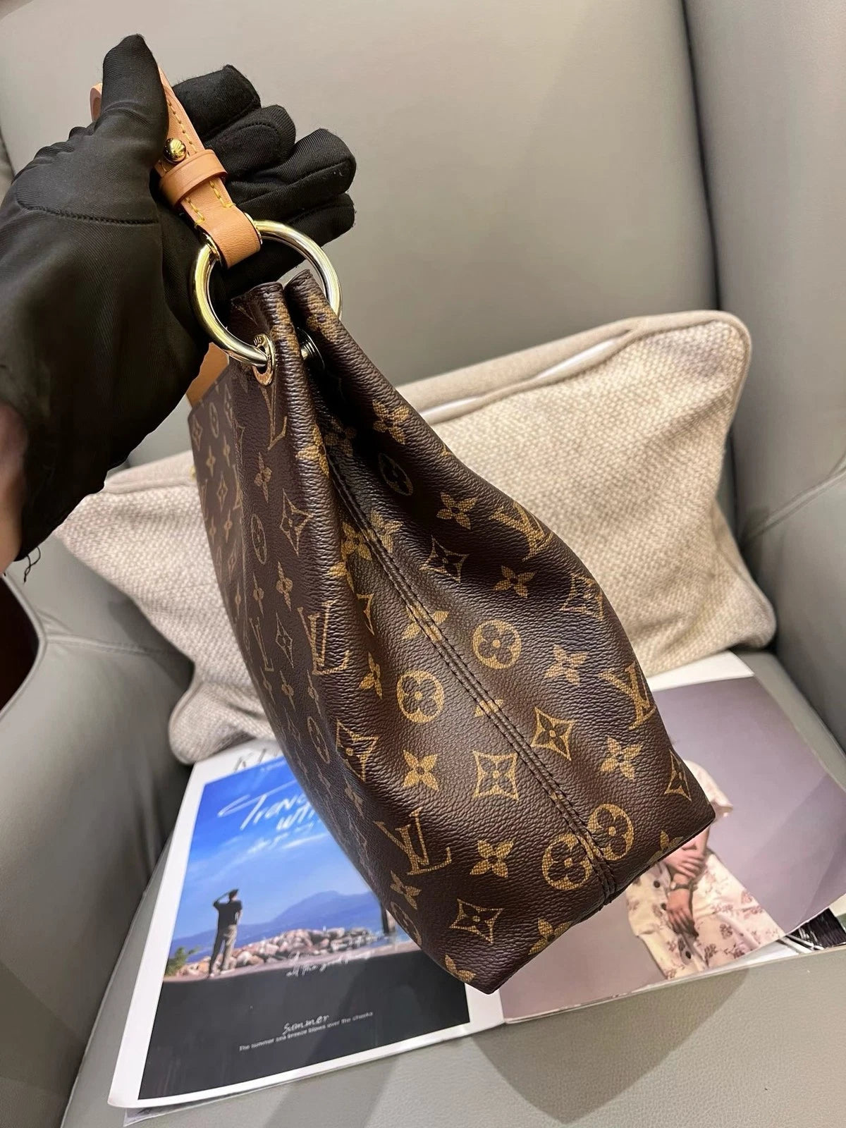 Louis Vuitton Graceful Monogram Brown Gold Shoulder Bag Excellent