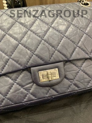 Chanel Blue Quilted Medium Flap Bag Silver Hardware Classic Women's