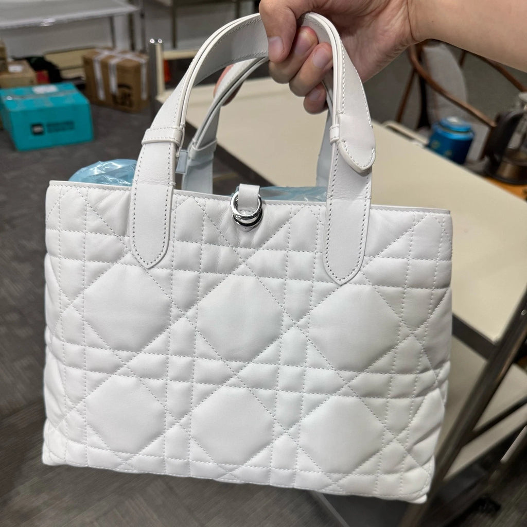 Authentic Dior Toujours Medium Silver White Shoulder Bag For Women