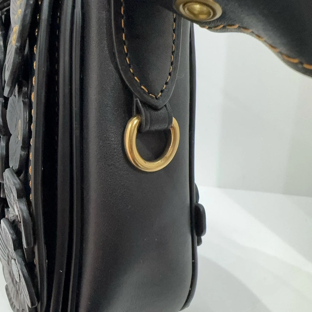 Coach Genuine Leather Camellia Limited Saddle Shoulder Crossbody Bag For Women