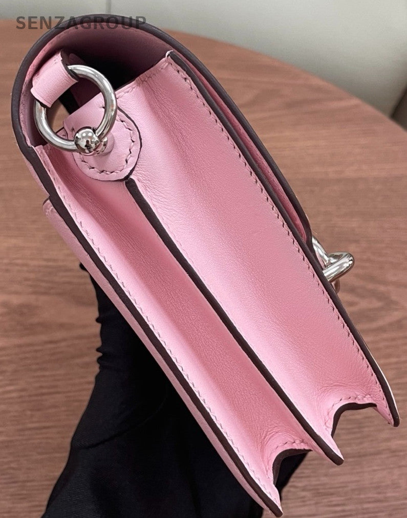 Hermes Roulis 2Way Shoulder Bag Crossbody Pink Silver Women Classic Designer