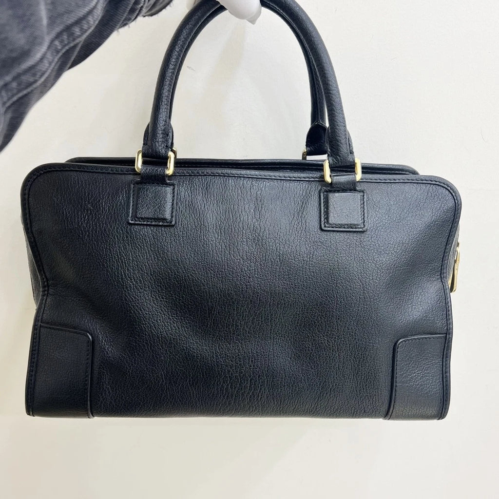 Loewe Amazona Calfskin Top Handle Bag Black Gold Women Classic Fashion