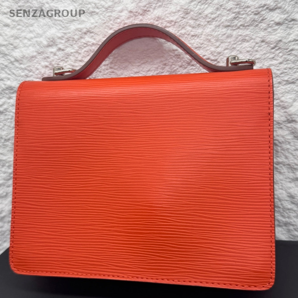 Louis Vuitton Monceau Epi Orange Shoulder Crossbody Bag Women Classic