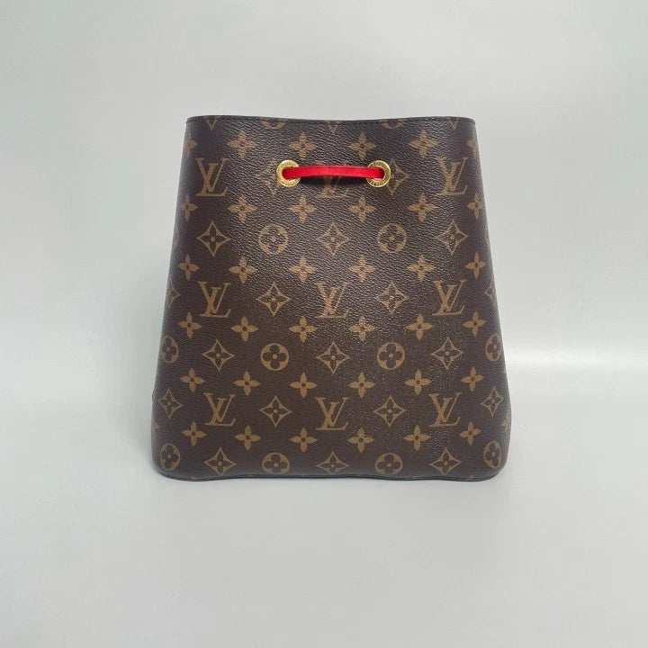 Louis Vuitton NeoNoe Monogram Canvas Medium Red Bucket Bag For Women
