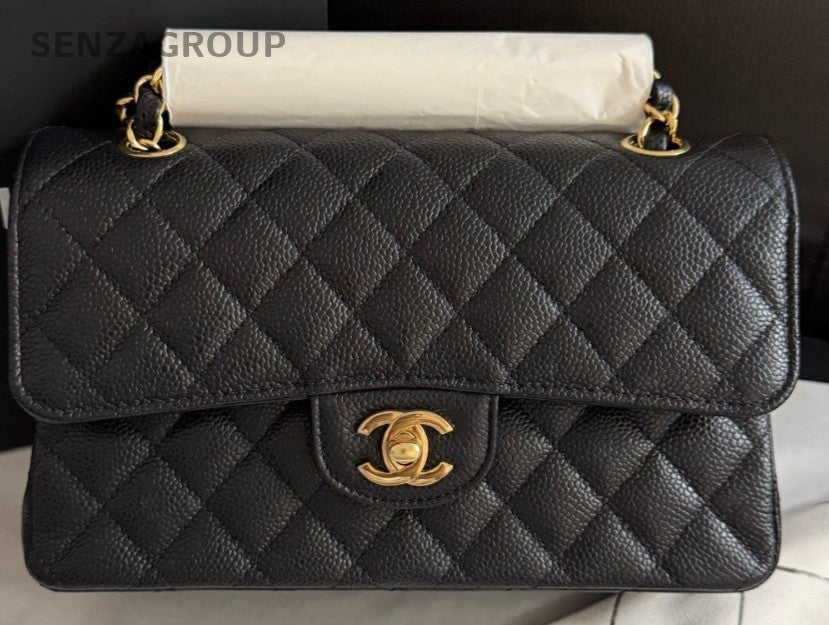 Chanel Classic Flap PM Calfskin Chain 2Way Shoulder Bag Crossbody Black Women