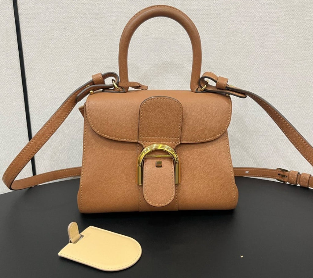 Delvaux brilliant mini caramel color Top Handle 2WAY Shoulder Handbag Women