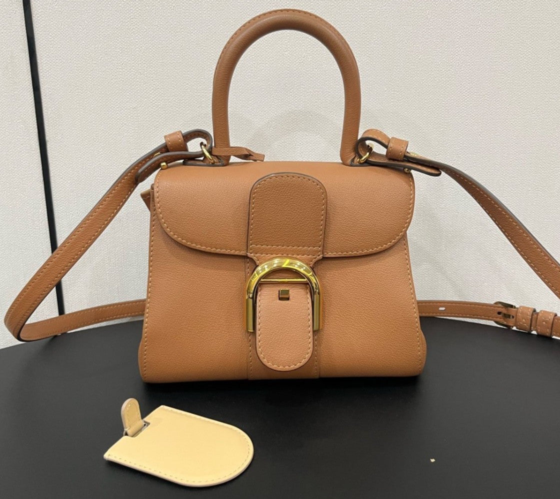 Delvaux brilliant mini caramel color Top Handle 2WAY Shoulder Handbag Women