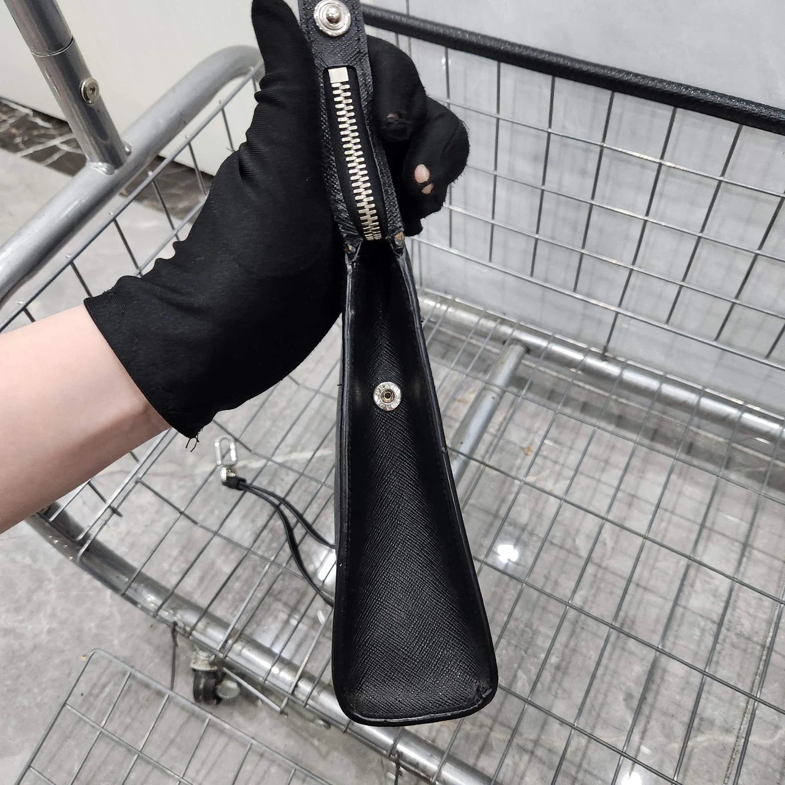 PRADA Black Triangle Logo Clutch For Women