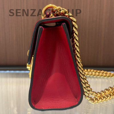 Gucci Padlock Chain Shoulder Crossbody Bag Red Gold Buckle Women's Fashion