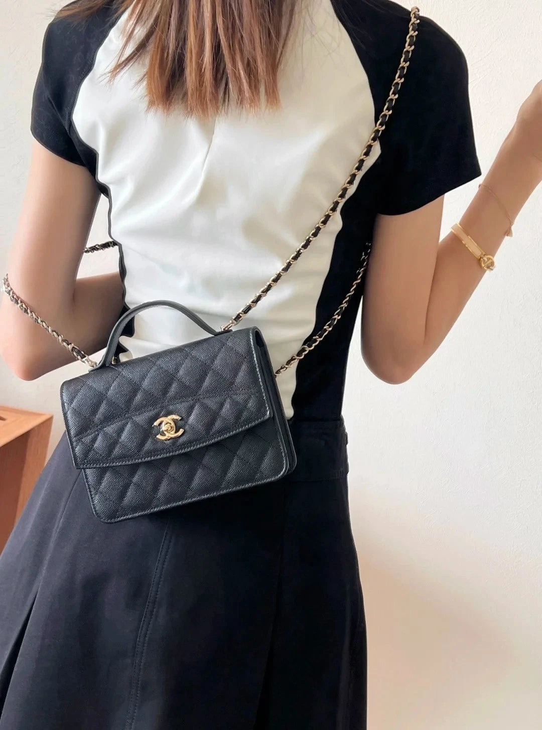 CHANEL Grained Leather Backpack Handbag Shoulder Bag For Women