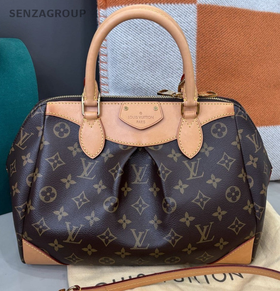 Louis Vuitton Segur Monogram Top Handle Bag Crossbody Brown Gold Women Classic