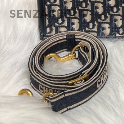 Dior Book Tote Small Blue Oblique Monogram Shoulder Bag Gold Hardware