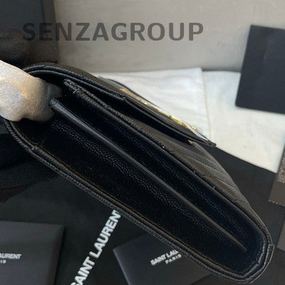Saint Laurent Black Gold Medium WOC Envelope Chain Crossbody Bag