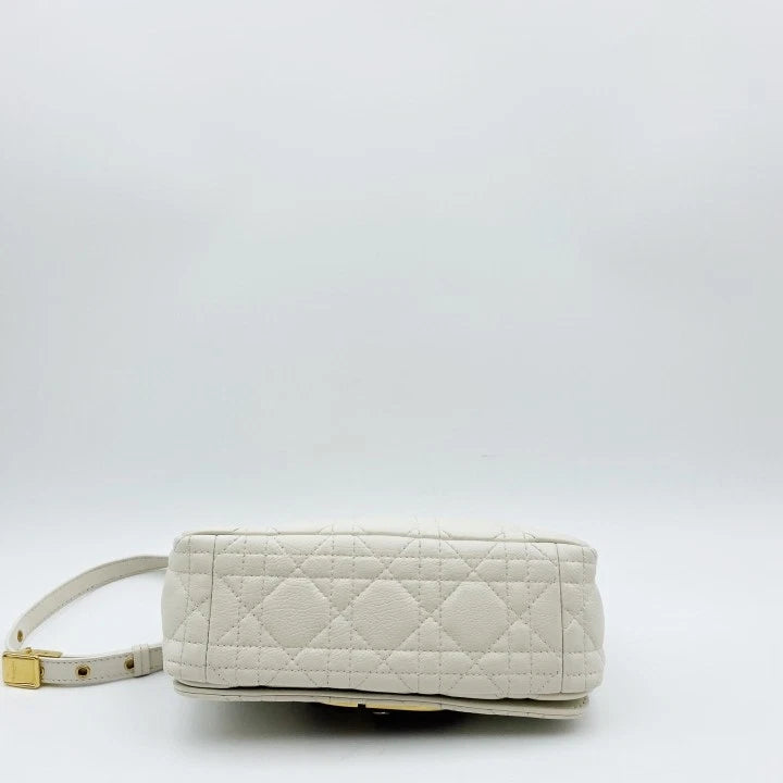 Authentic Dior Caro White Calfskin Shoulder Bag For Women