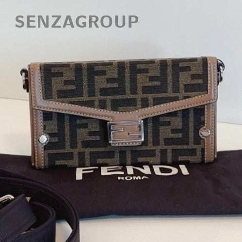 Fendi Baguette Soft Trunk Monogram Mini Crossbody Brown Unisex Adults Classic