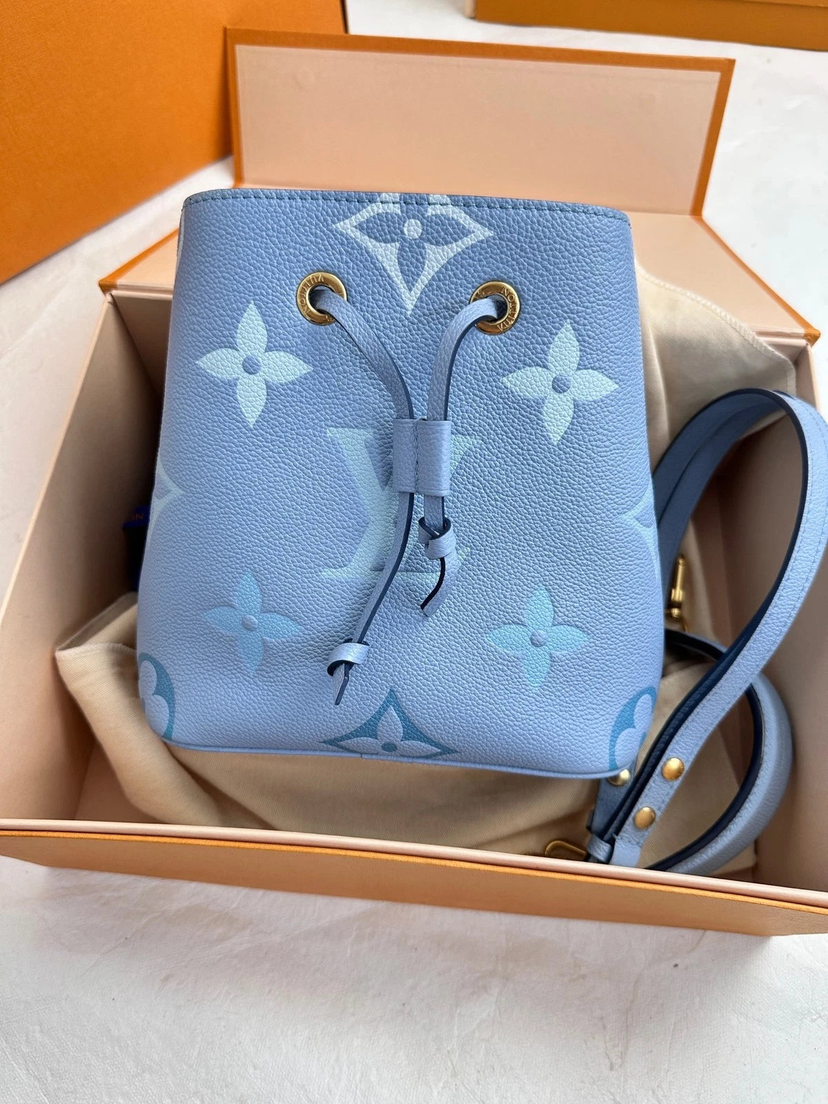 Louis Vuitton Neo Noe BB Blue Bucket Bag For Women