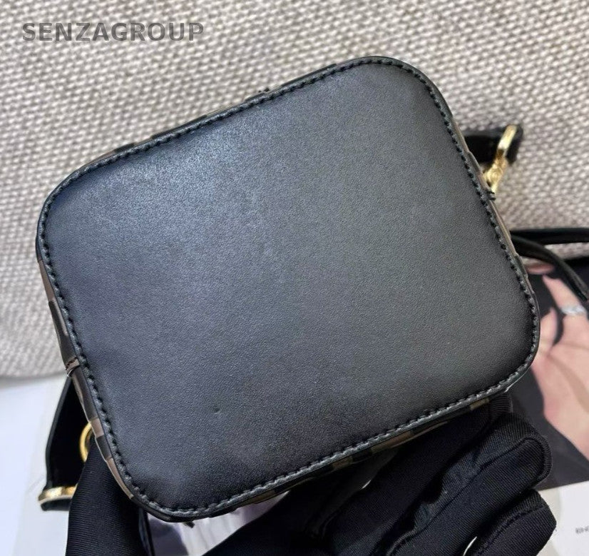 Fendi Mon Tresor Mini Bucket Top Handle Bag Crossbody Brown Gold Women Classic