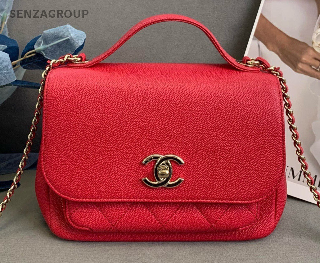 CHANEL Caviar  Top Handle 2way Shoulder bag Red Women