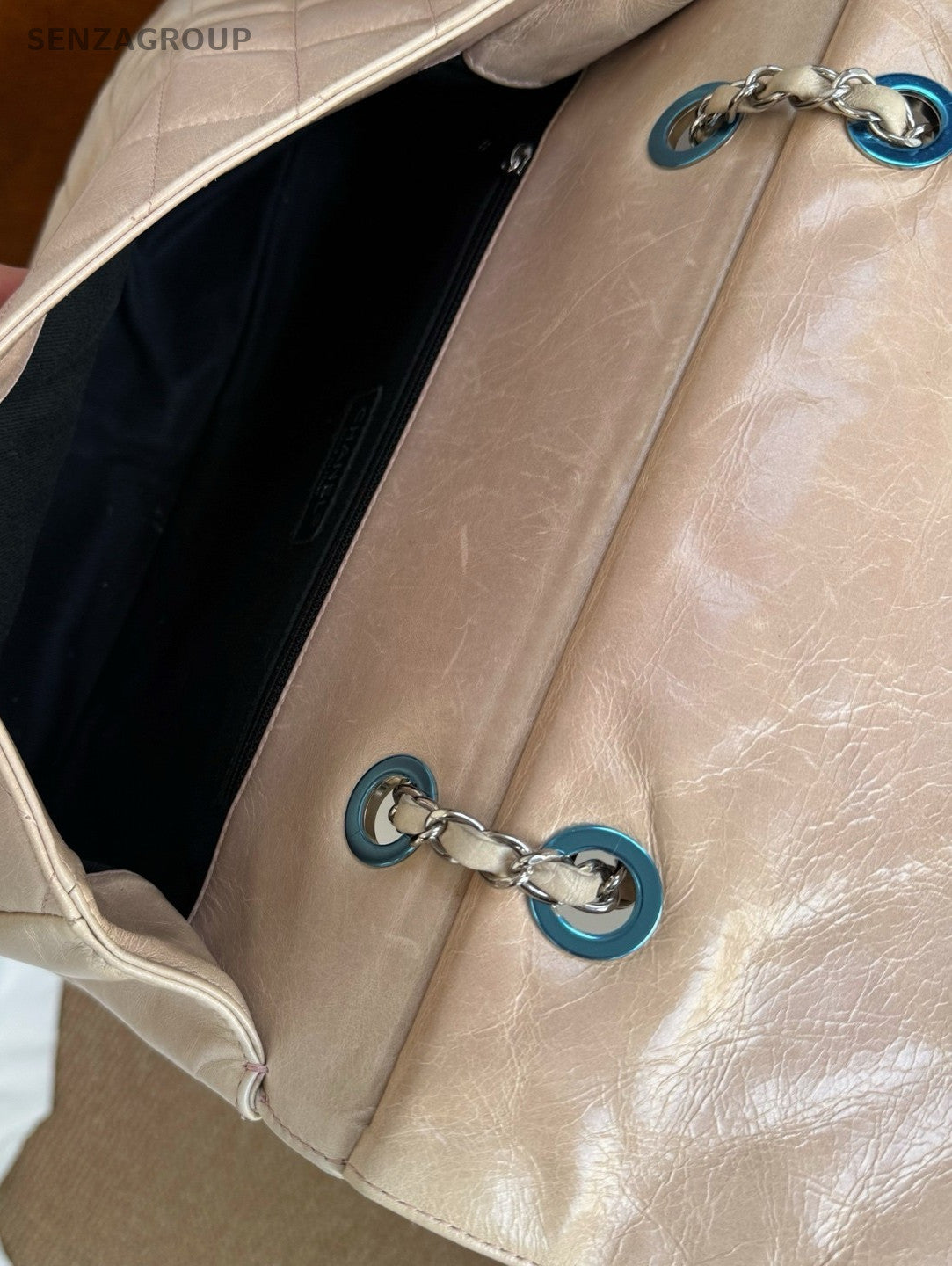 Chanel Diamond Pattern Chain Shoulder Bag Crossbody Brown Silver Women Classic