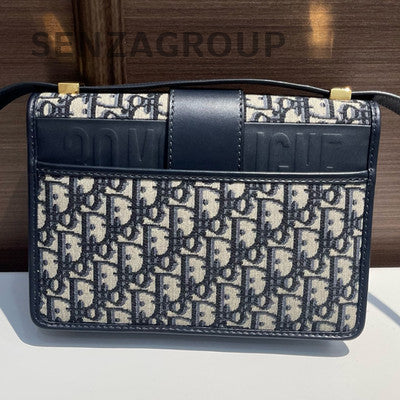 Dior Blue Gold Buckle Monogram Medium Montaigne Shoulder Bag Classic Women