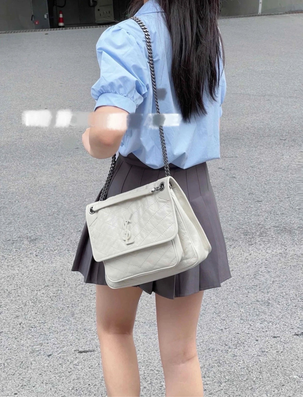 Saint Laurent Niki Leather White Shoulder Bag Crossbody Excellent