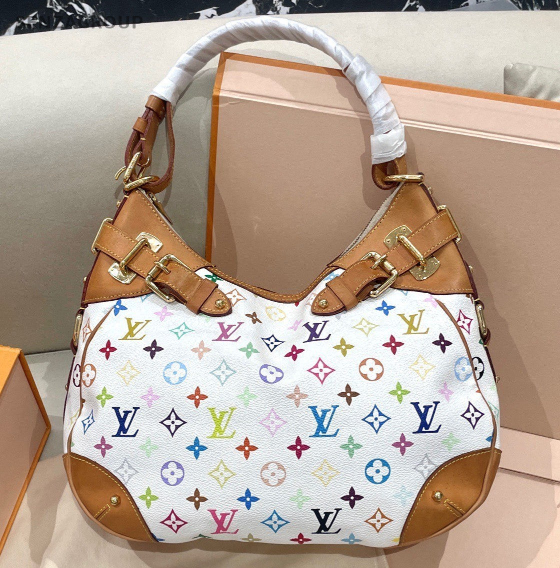 Louis Vuitton Monogram White Multicolor Shoulder Bag Used Women Classic