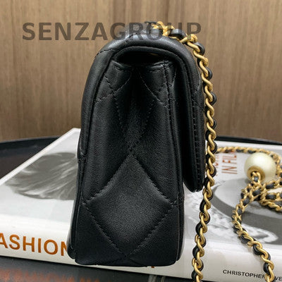 Chanel Classic Flap Black Gold Quilted Chain Shoulder Crossbody Bag